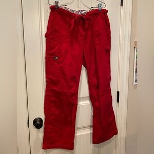 WOMEN’S red large KOI cargo style scrub pants